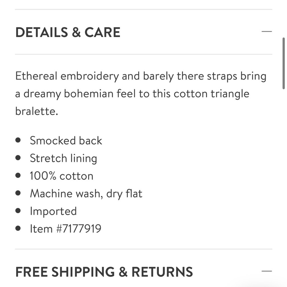 Free People Intimately Carrie Embroidered V-Neck Bralette In Black Size Large - Picture 8 of 8